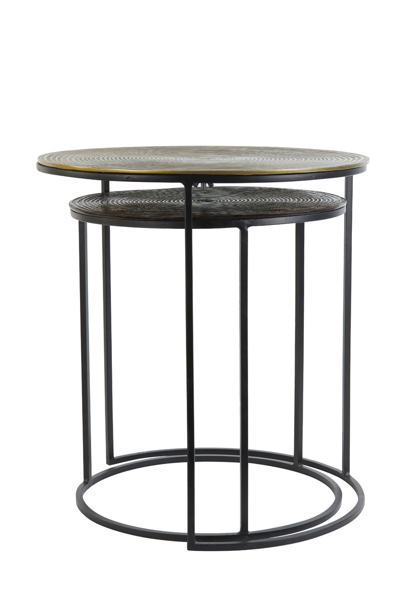 Light & Living Living Side table S/2 41x46+49x52 cm TALCA ant copper+brnz circ House of Isabella UK