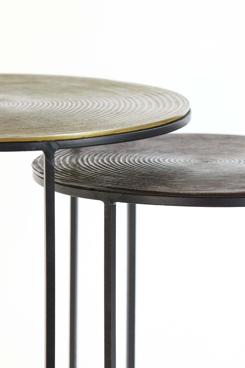 Light & Living Living Side table S/2 41x46+49x52 cm TALCA ant copper+brnz circ House of Isabella UK