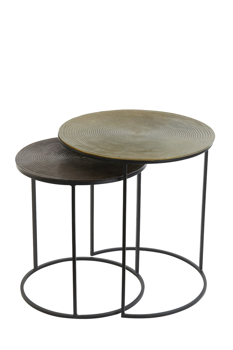 Light & Living Living Side table S/2 41x46+49x52 cm TALCA ant copper+brnz circ House of Isabella UK