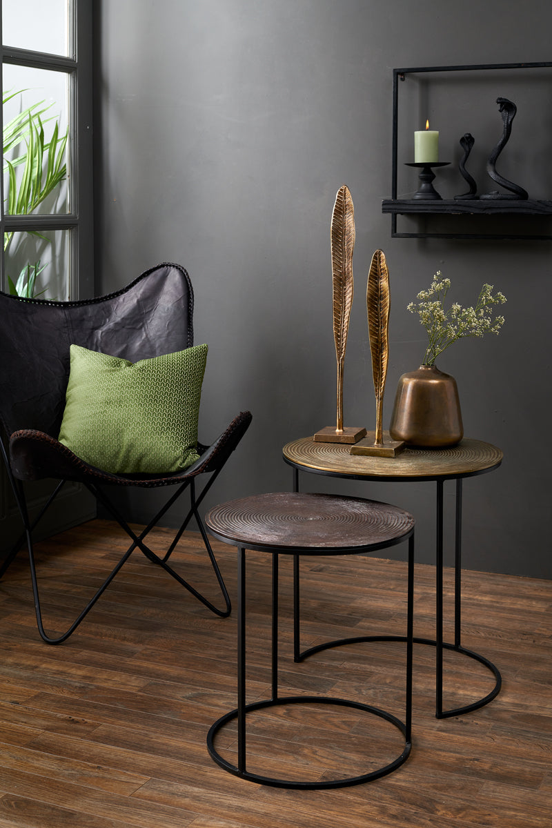 Light & Living Living Side table S/2 41x46+49x52 cm TALCA ant copper+brnz circ House of Isabella UK