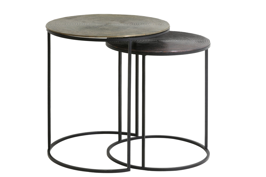 Light & Living Living Side table S/2 41x46+49x52 cm TALCA ant copper+brnz circ House of Isabella UK