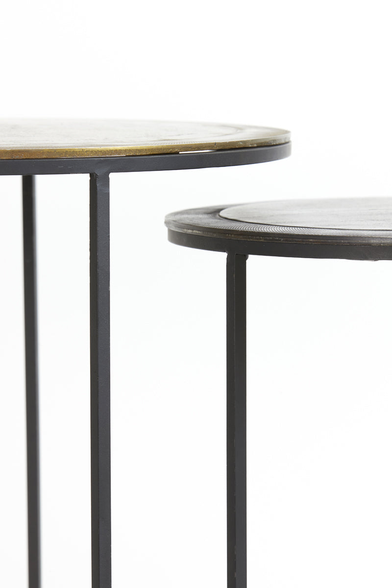 Light & Living Living Side table S/2 41x46+49x52 cm TALCA ant copper+brnz edge House of Isabella UK