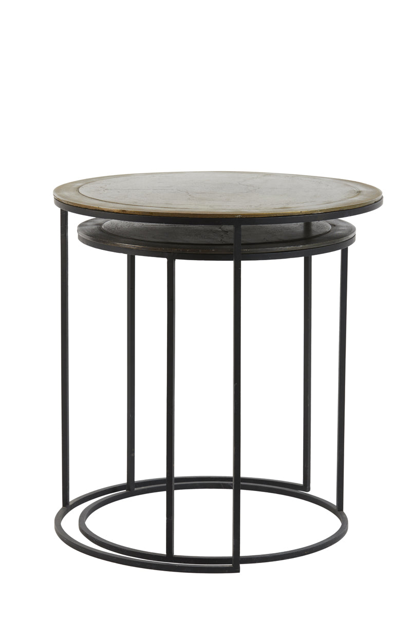 Light & Living Living Side table S/2 41x46+49x52 cm TALCA ant copper+brnz edge House of Isabella UK