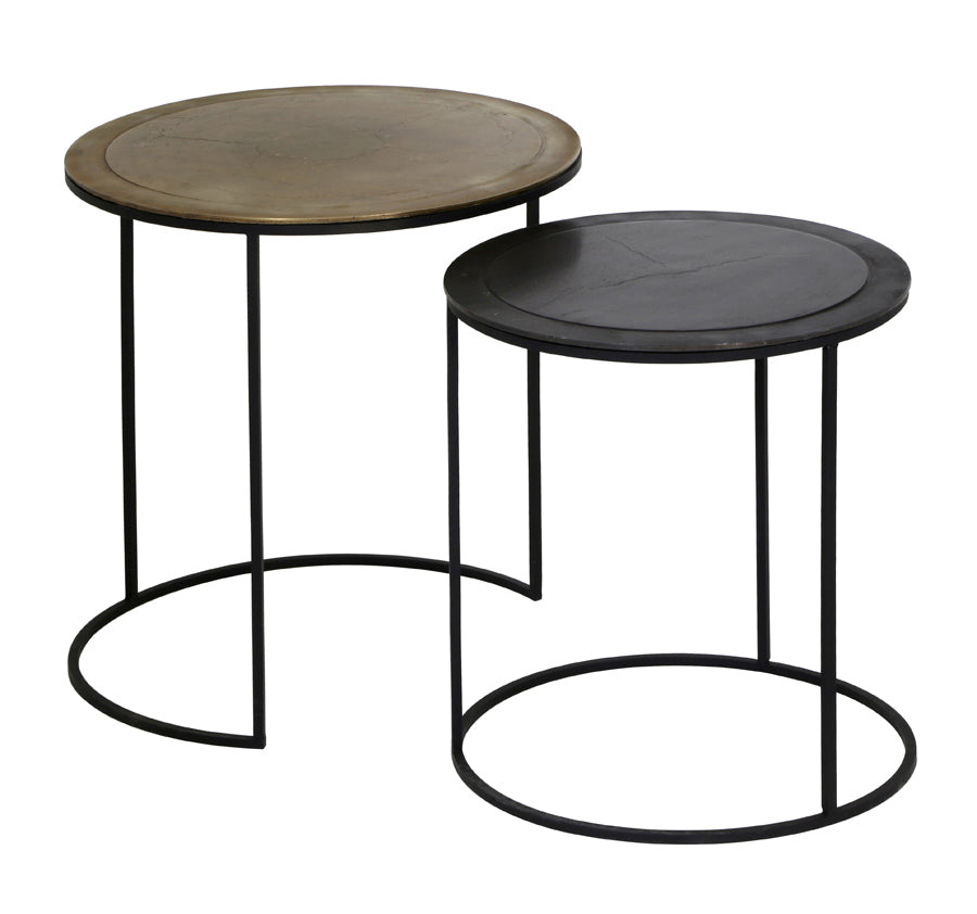 Light & Living Living Side table S/2 41x46+49x52 cm TALCA ant copper+brnz edge House of Isabella UK