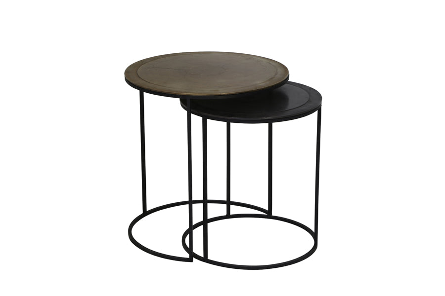Light & Living Living Side table S/2 41x46+49x52 cm TALCA ant copper+brnz edge House of Isabella UK
