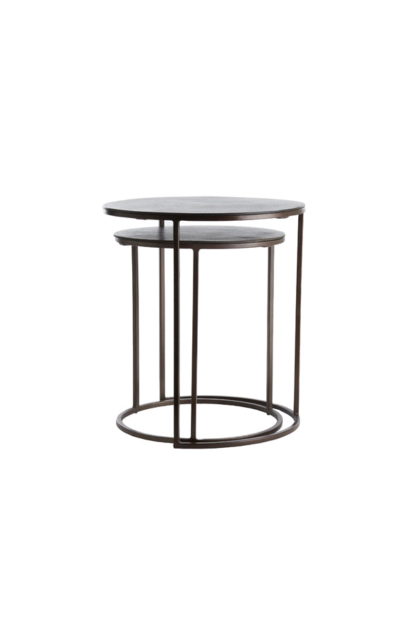 Light & Living Living Side table S/2 41x46+49x52 cm TALCA dark brown House of Isabella UK