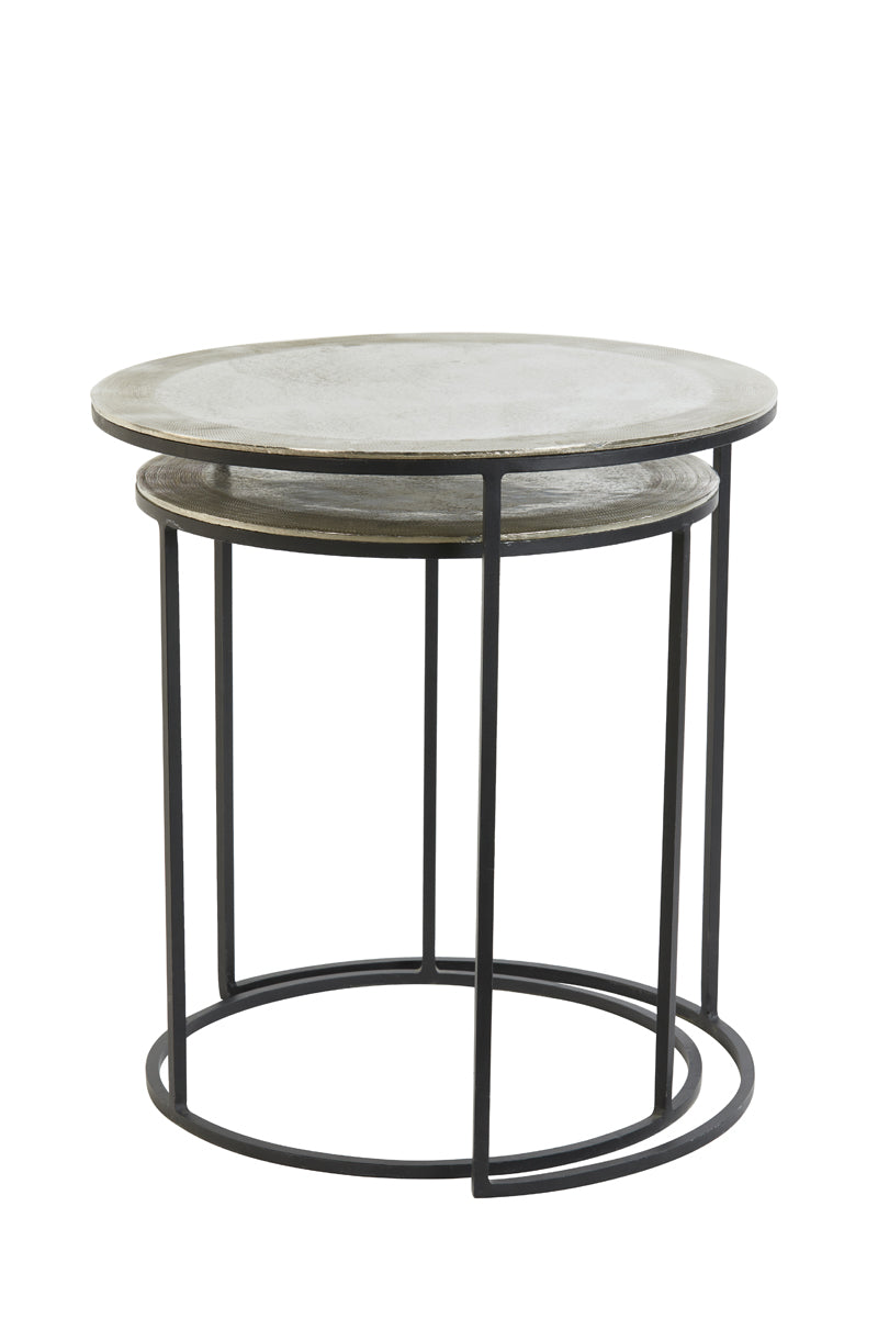Light & Living Living Side table S/2 41x46+49x52 cm TALCA raw nickel House of Isabella UK