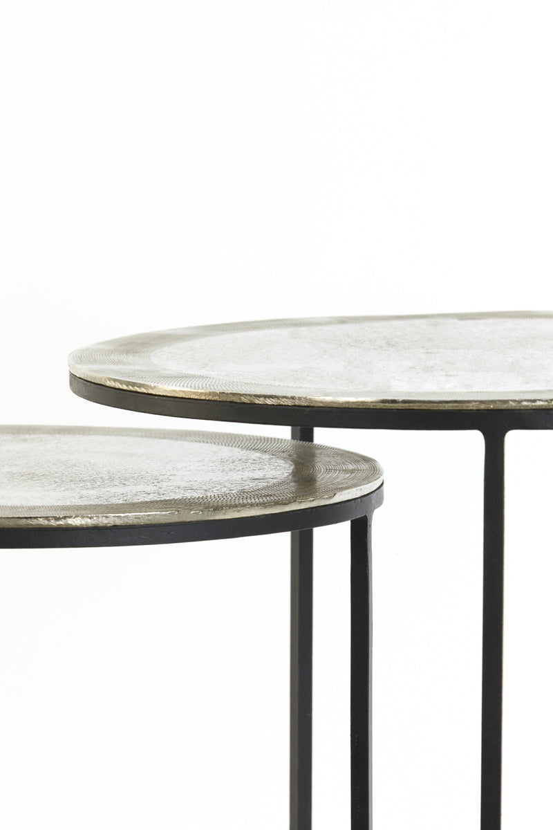 Light & Living Living Side table S/2 41x46+49x52 cm TALCA raw nickel House of Isabella UK