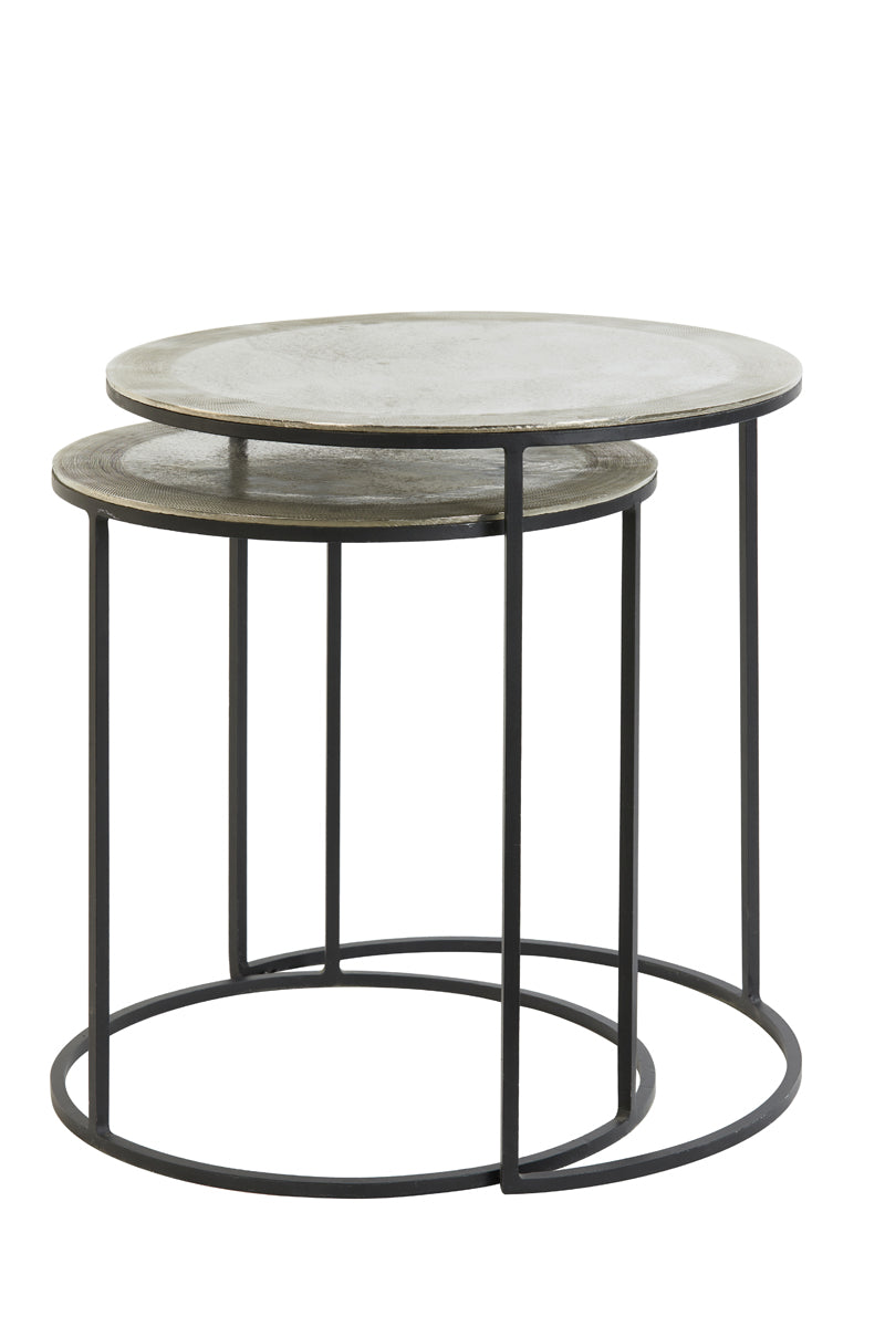Light & Living Living Side table S/2 41x46+49x52 cm TALCA raw nickel House of Isabella UK