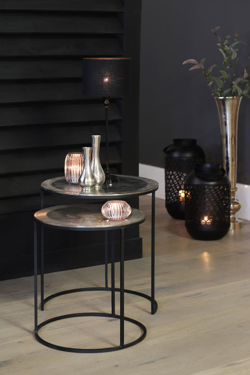 Light & Living Living Side table S/2 41x46+49x52 cm TALCA raw nickel House of Isabella UK