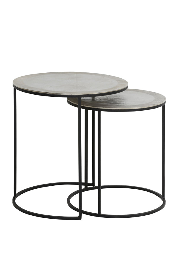 Light & Living Living Side table S/2 41x46+49x52 cm TALCA raw nickel House of Isabella UK