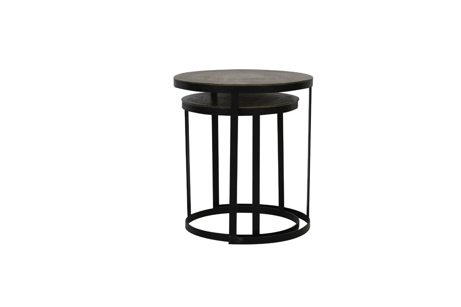 Light & Living Living Side table S/2 41x46+49x52 cm TRELO antique bronze-black House of Isabella UK