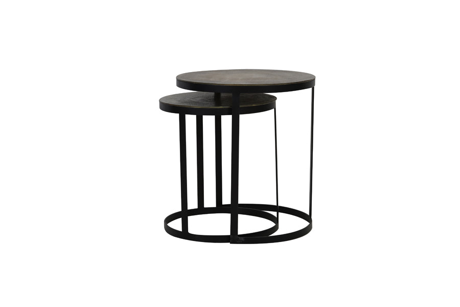 Light & Living Living Side table S/2 41x46+49x52 cm TRELO antique bronze-black House of Isabella UK