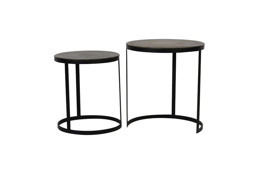 Light & Living Living Side table S/2 41x46+49x52 cm TRELO antique bronze-black House of Isabella UK