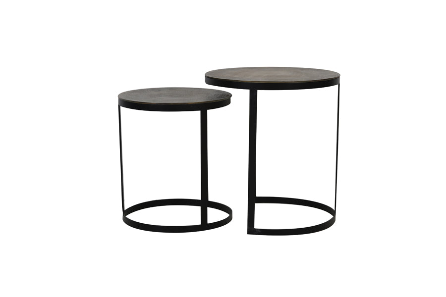 Light & Living Living Side table S/2 41x46+49x52 cm TRELO antique bronze-black House of Isabella UK