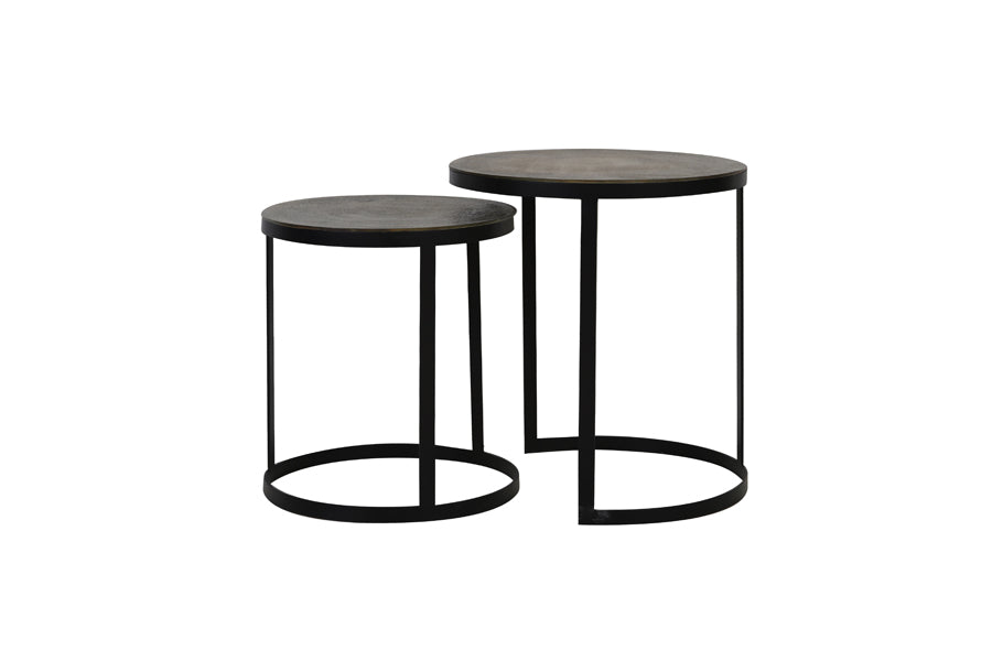 Light & Living Living Side table S/2 41x46+49x52 cm TRELO antique bronze-black House of Isabella UK