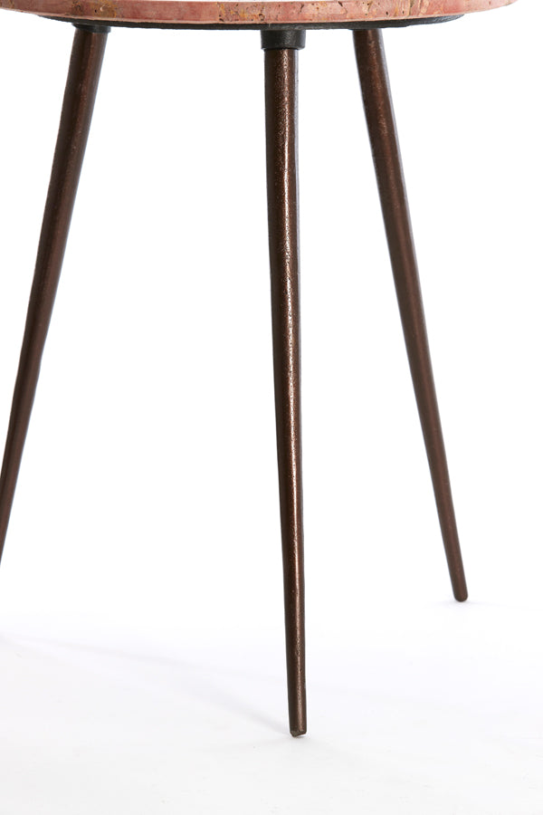 Light & Living Living Side table S/2 41x49+48x53 cm ZECA red travertine+d brown House of Isabella UK