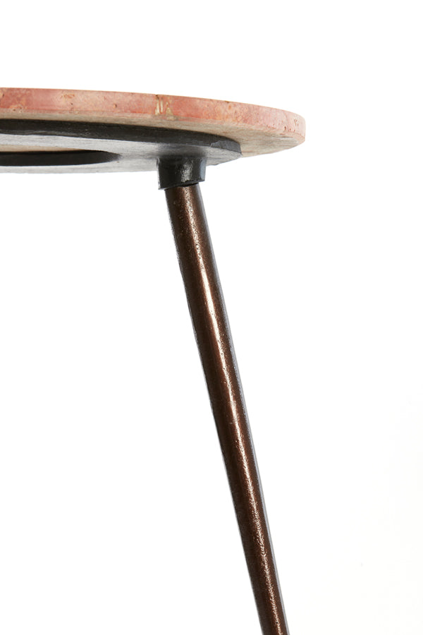 Light & Living Living Side table S/2 41x49+48x53 cm ZECA red travertine+d brown House of Isabella UK