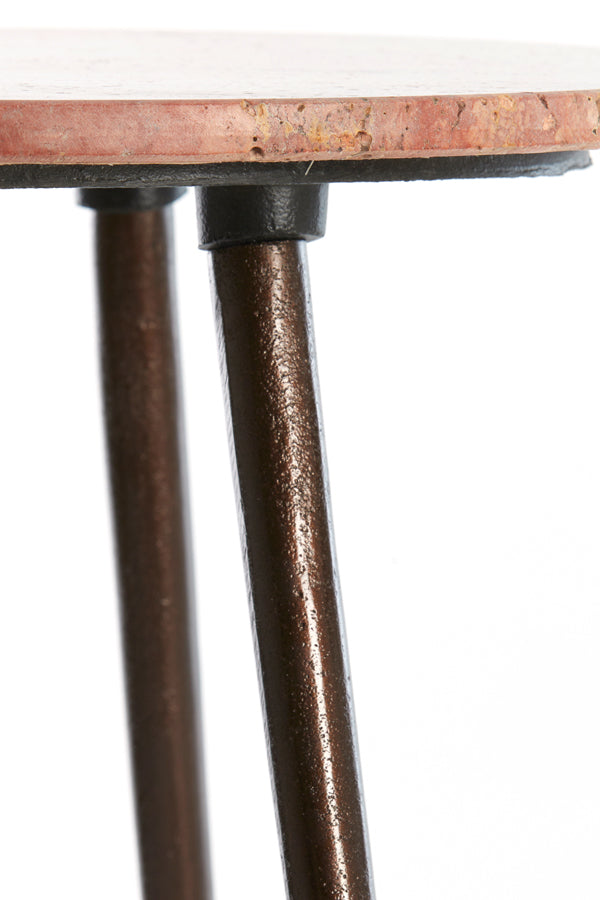 Light & Living Living Side table S/2 41x49+48x53 cm ZECA red travertine+d brown House of Isabella UK