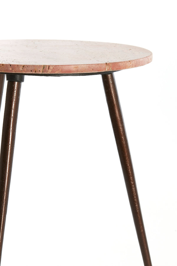 Light & Living Living Side table S/2 41x49+48x53 cm ZECA red travertine+d brown House of Isabella UK