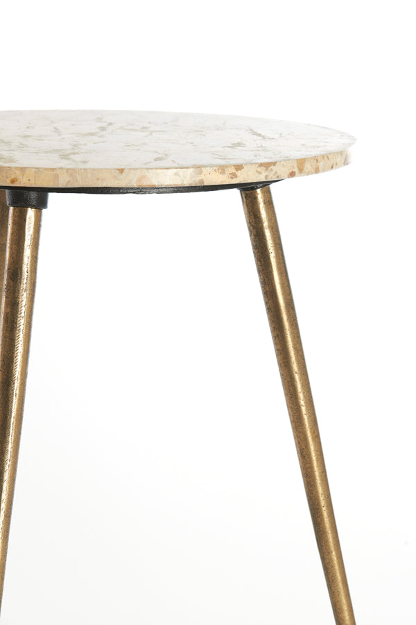 Light & Living Living Side table S/2 41x49+48x53 cm ZECA taupe marble+antique br House of Isabella UK
