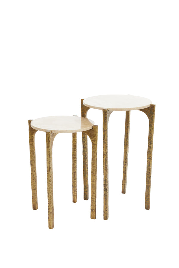 Light & Living Living Side table S/2 41x54+45x64 cm KANAE travertine sand+ant br House of Isabella UK