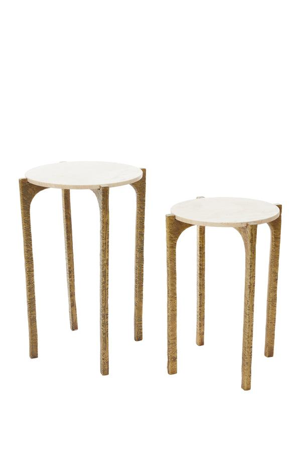 Light & Living Living Side table S/2 41x54+45x64 cm KANAE travertine sand+ant br House of Isabella UK