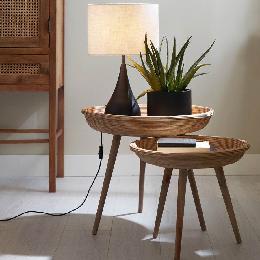 Light & Living Living Side table S/2 46x38,5+56x48 cm COLON rattan natural House of Isabella UK