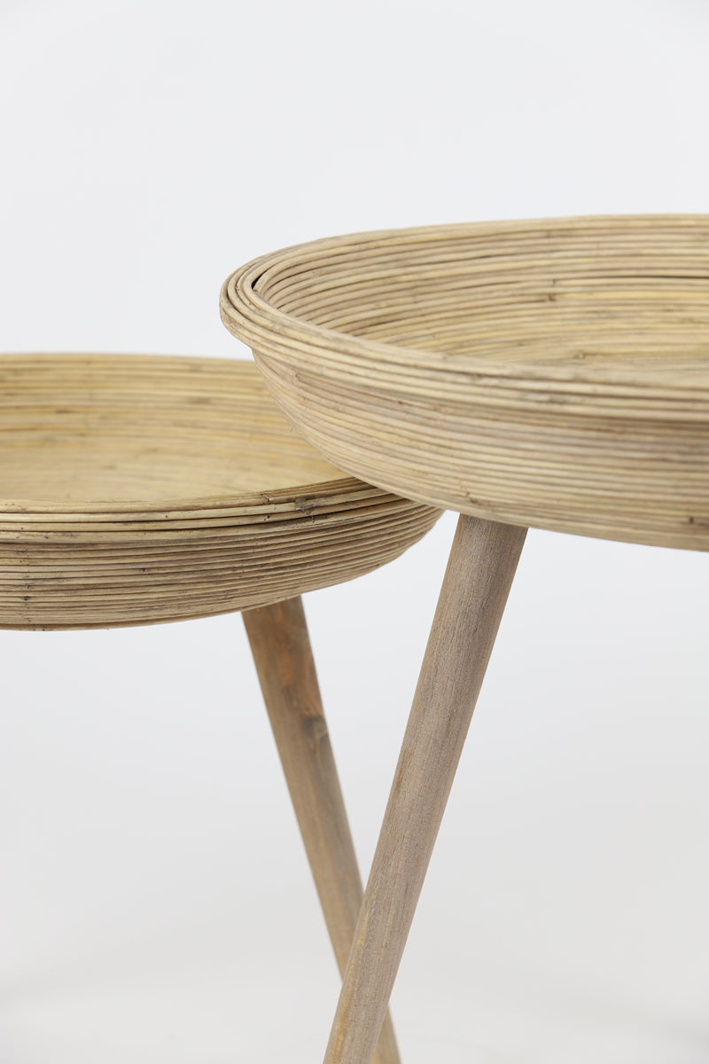 Light & Living Living Side table S/2 46x38,5+56x48 cm COLON rattan natural House of Isabella UK