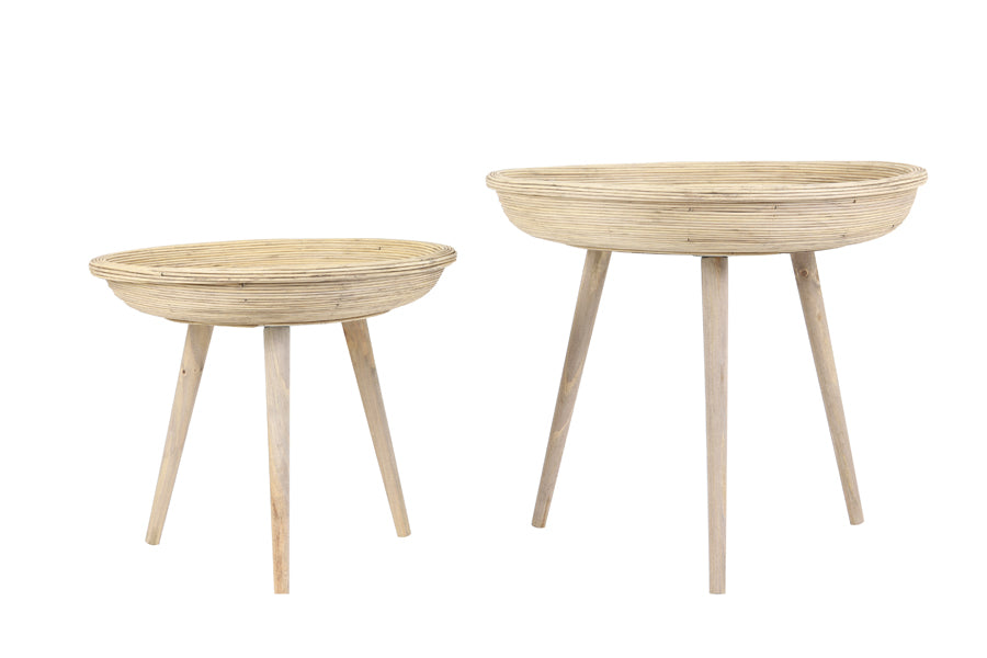 Light & Living Living Side table S/2 46x38,5+56x48 cm COLON rattan natural House of Isabella UK