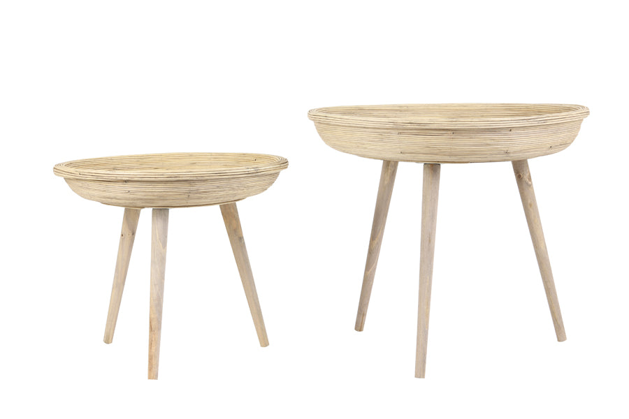 Light & Living Living Side table S/2 46x38,5+56x48 cm COLON rattan natural House of Isabella UK