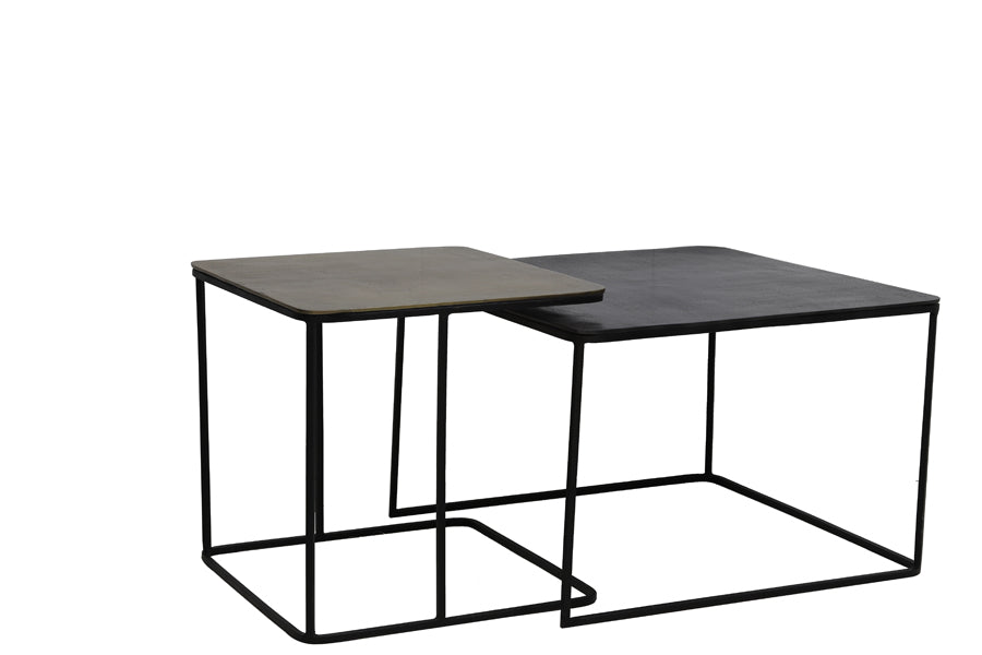 Light & Living Living Side table S/2 46x46x45+62x62x41 cm LEBU ant copper+bronze House of Isabella UK