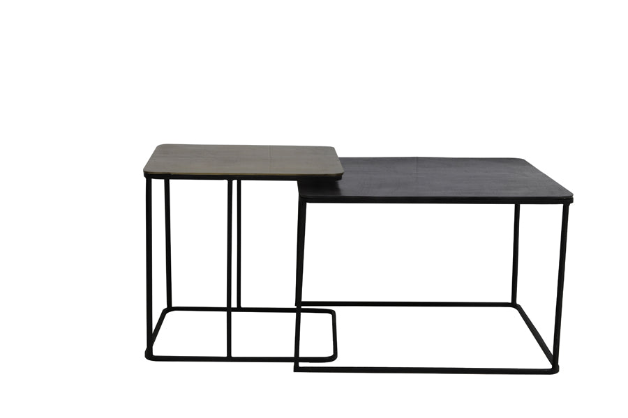Light & Living Living Side table S/2 46x46x45+62x62x41 cm LEBU ant copper+bronze House of Isabella UK