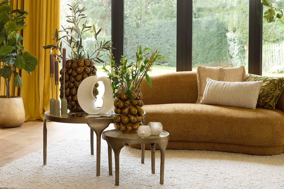 Light & Living Living Side table S/2 49,5x36+85x45 cm LAPAZ antique bronze+taupe House of Isabella UK