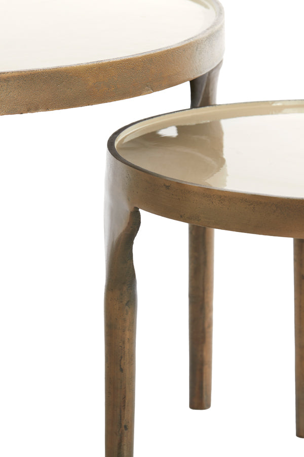 Light & Living Living Side table S/2 49,5x36+85x45 cm LAPAZ antique bronze+taupe House of Isabella UK