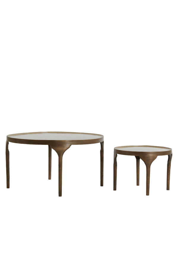 Light & Living Living Side table S/2 49,5x36+85x45 cm LAPAZ antique bronze+taupe House of Isabella UK
