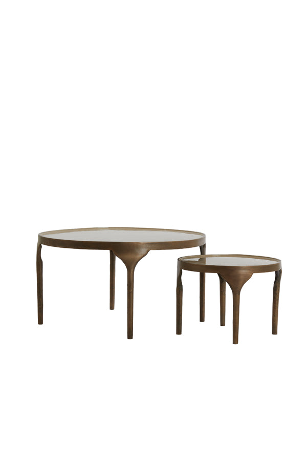 Light & Living Living Side table S/2 49,5x36+85x45 cm LAPAZ antique bronze+taupe House of Isabella UK