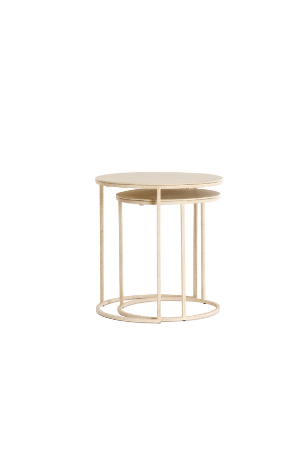 Light & Living Living Side table S/2 50x40+52x46 cm SADAR sand+l brown spotted House of Isabella UK