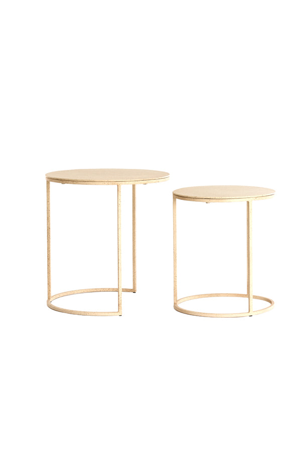 Light & Living Living Side table S/2 50x40+52x46 cm SADAR sand+l brown spotted House of Isabella UK