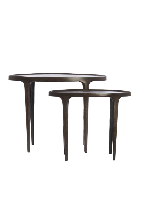 Light & Living Living Side table S/2 55x25,5x44+70x33x53 cm ARICA dark brown House of Isabella UK