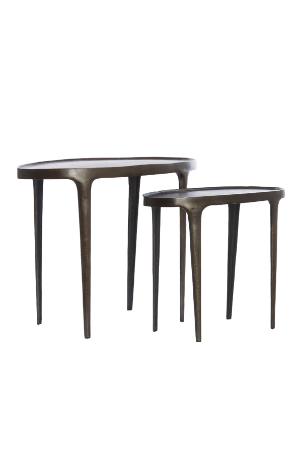 Light & Living Living Side table S/2 55x25,5x44+70x33x53 cm ARICA dark brown House of Isabella UK