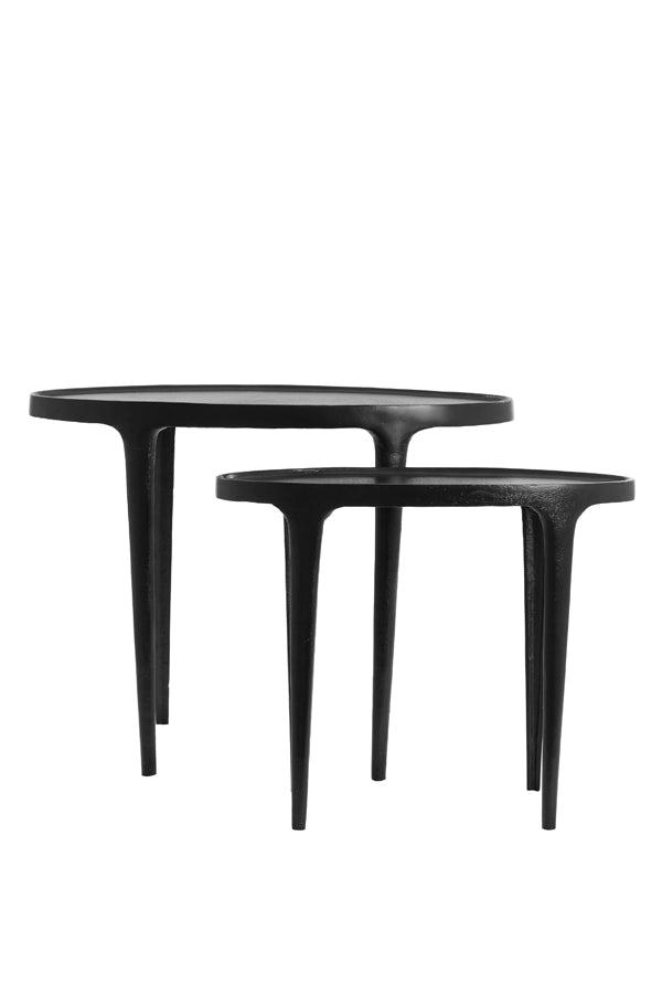 Light & Living Living Side table S/2 55x25,5x44+70x33x53 cm ARICA matt black House of Isabella UK