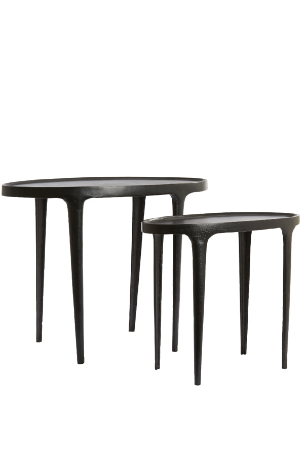 Light & Living Living Side table S/2 55x25,5x44+70x33x53 cm ARICA matt black House of Isabella UK