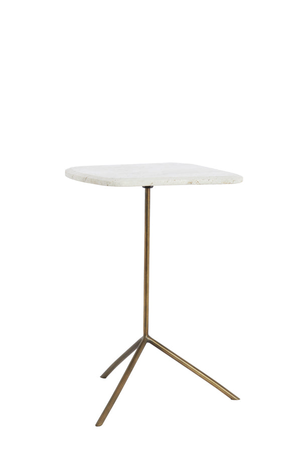 Light & Living Living Side table S/2 max 37,5x37,5x54 cm GIA trav white+d brn-brnz House of Isabella UK