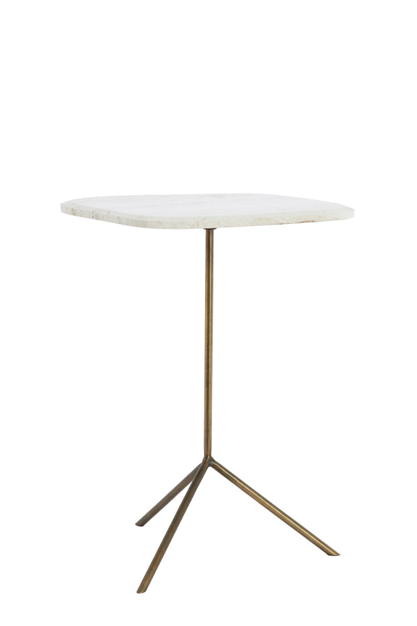 Light & Living Living Side table S/2 max 37,5x37,5x54 cm GIA trav white+d brn-brnz House of Isabella UK