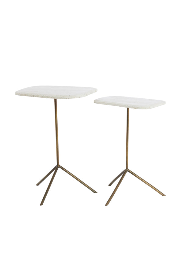 Light & Living Living Side table S/2 max 37,5x37,5x54 cm GIA trav white+d brn-brnz House of Isabella UK