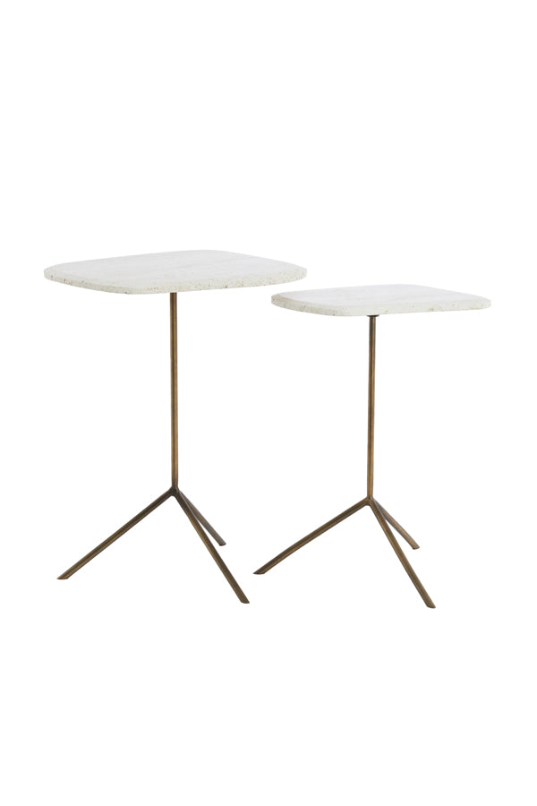 Light & Living Living Side table S/2 max 37,5x37,5x54 cm GIA trav white+d brn-brnz House of Isabella UK