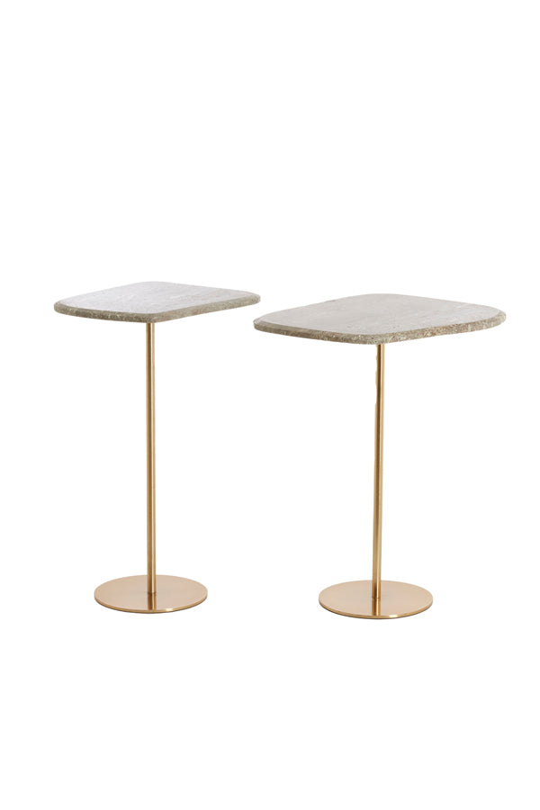 Light & Living Living Side table S/2 max 37,5x37,5x59,5 cm GIA trav brown+bronze House of Isabella UK