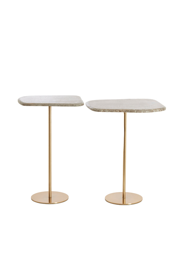 Light & Living Living Side table S/2 max 37,5x37,5x59,5 cm GIA trav brown+bronze House of Isabella UK