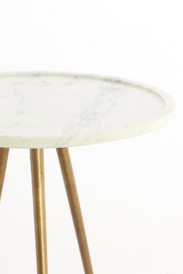 Light & Living Living Side table S/2 max 43x53 cm PRATO marble white+ant bronze House of Isabella UK